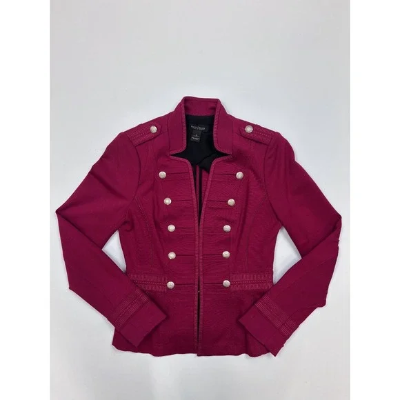 White House Black Market Jacket Military Ponte Knit Red Women's Size 2 - Picture 1 of 8